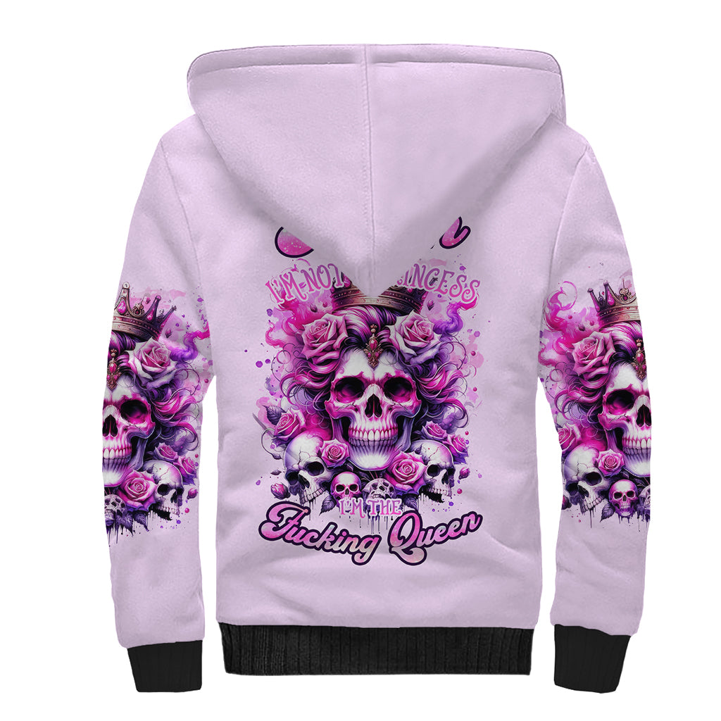 Rose Skull Sherpa Hoodie Bitch I'm The Fucking Queen - Wonder Print Shop