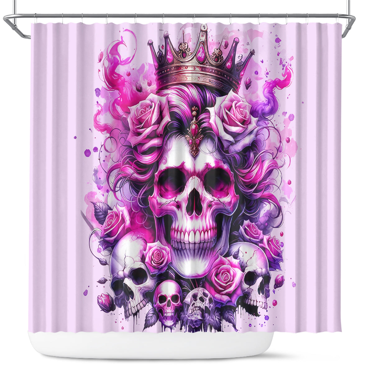 Rose Skull Shower Curtain Bitch I'm The Fucking Queen