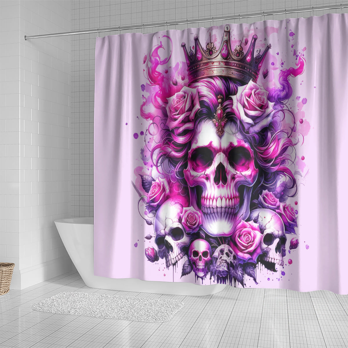 Rose Skull Shower Curtain Bitch I'm The Fucking Queen
