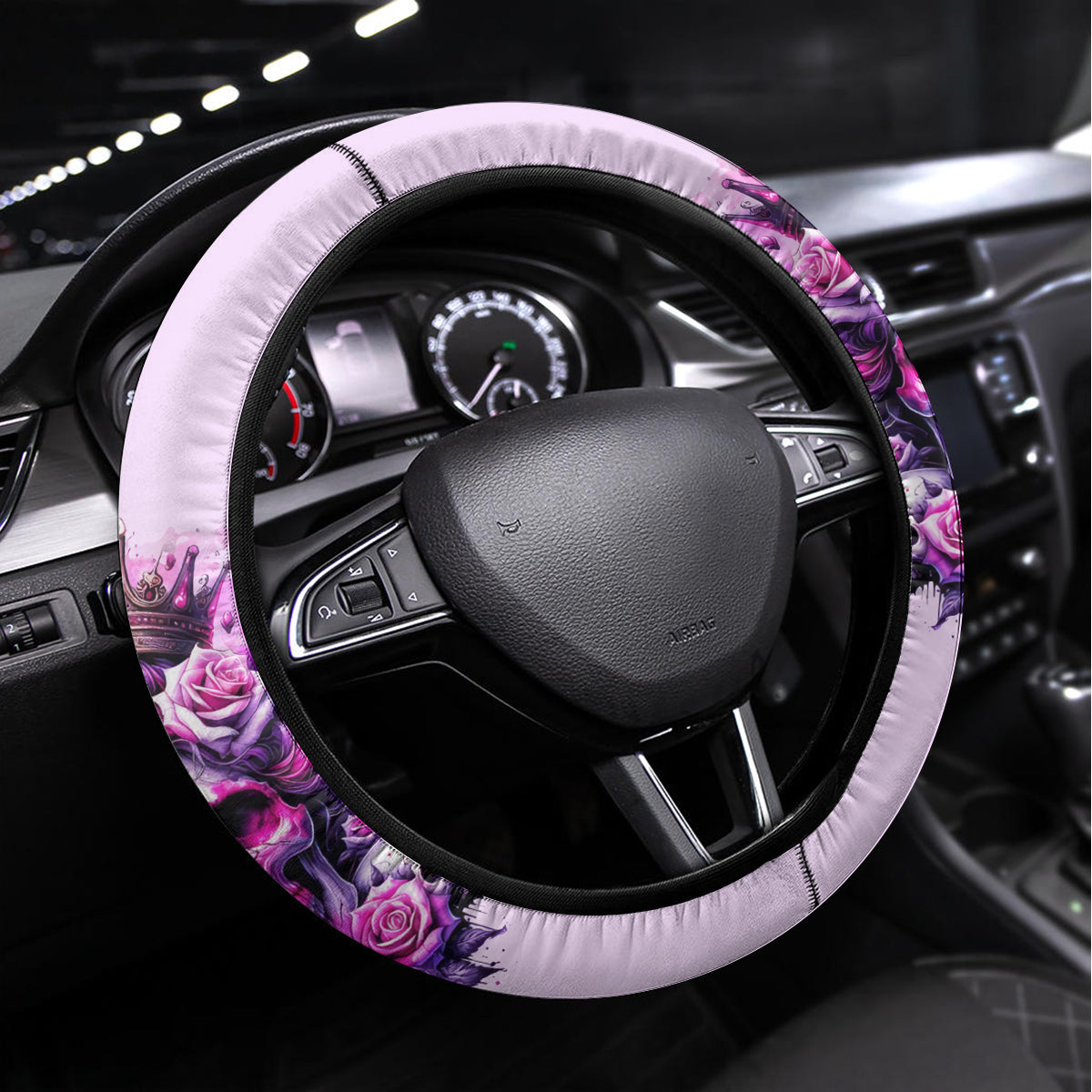 Rose Skull Steering Wheel Cover Bitch I'm The Fucking Queen - Wonder Print Shop