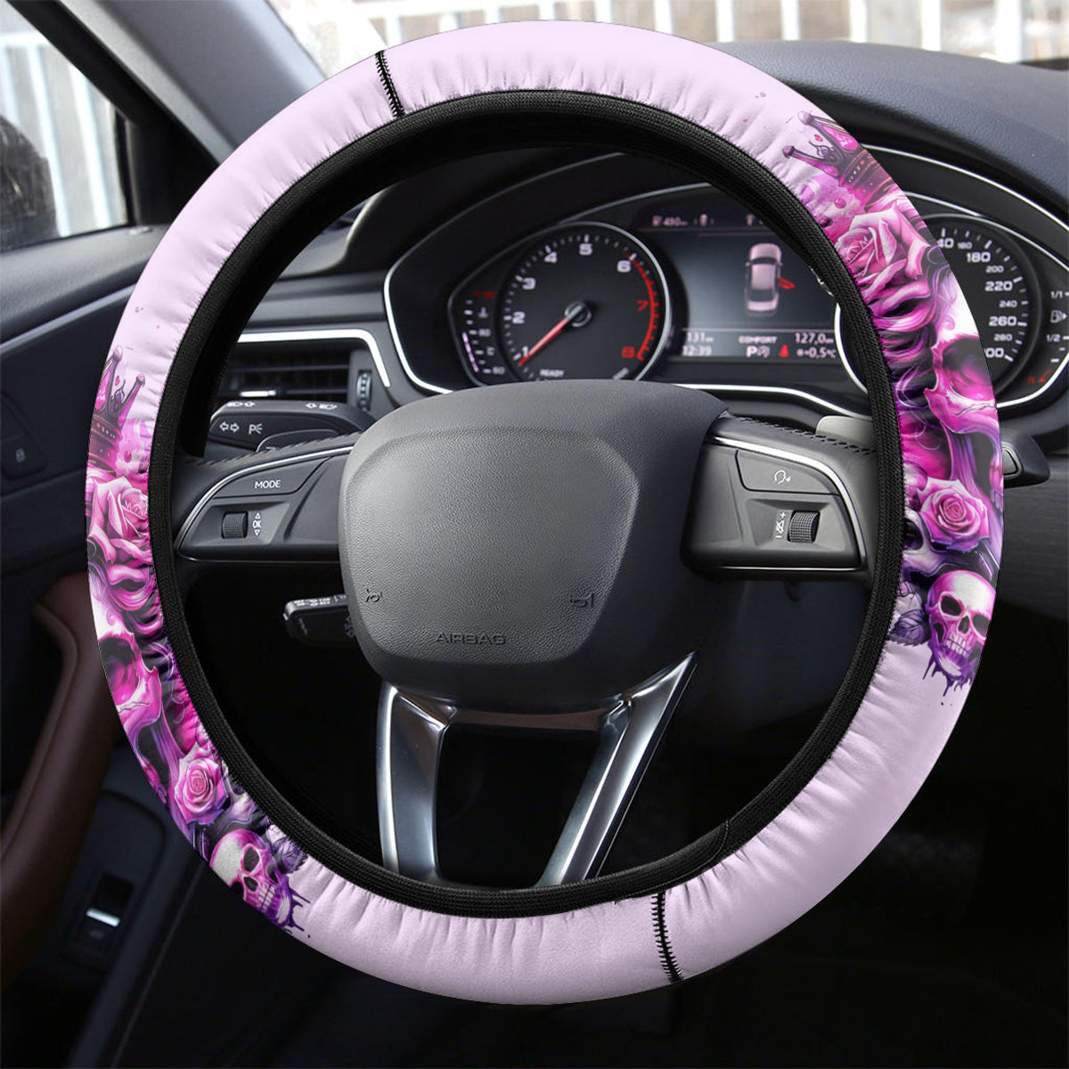 Rose Skull Steering Wheel Cover Bitch I'm The Fucking Queen - Wonder Print Shop