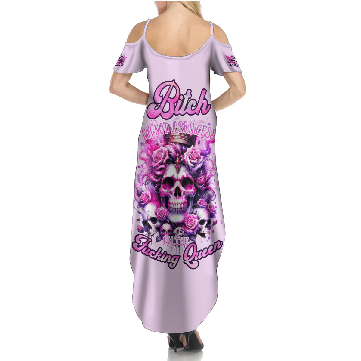 Rose Skull Summer Maxi Dress Bitch I'm The Fucking Queen - Wonder Print Shop