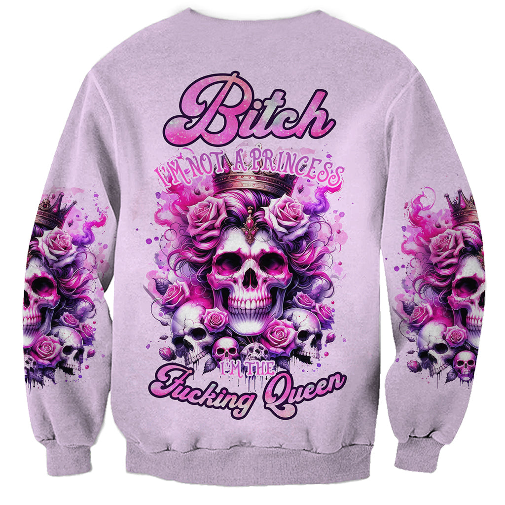 Rose Skull Sweatshirt Bitch I'm The Fucking Queen - Wonder Print Shop