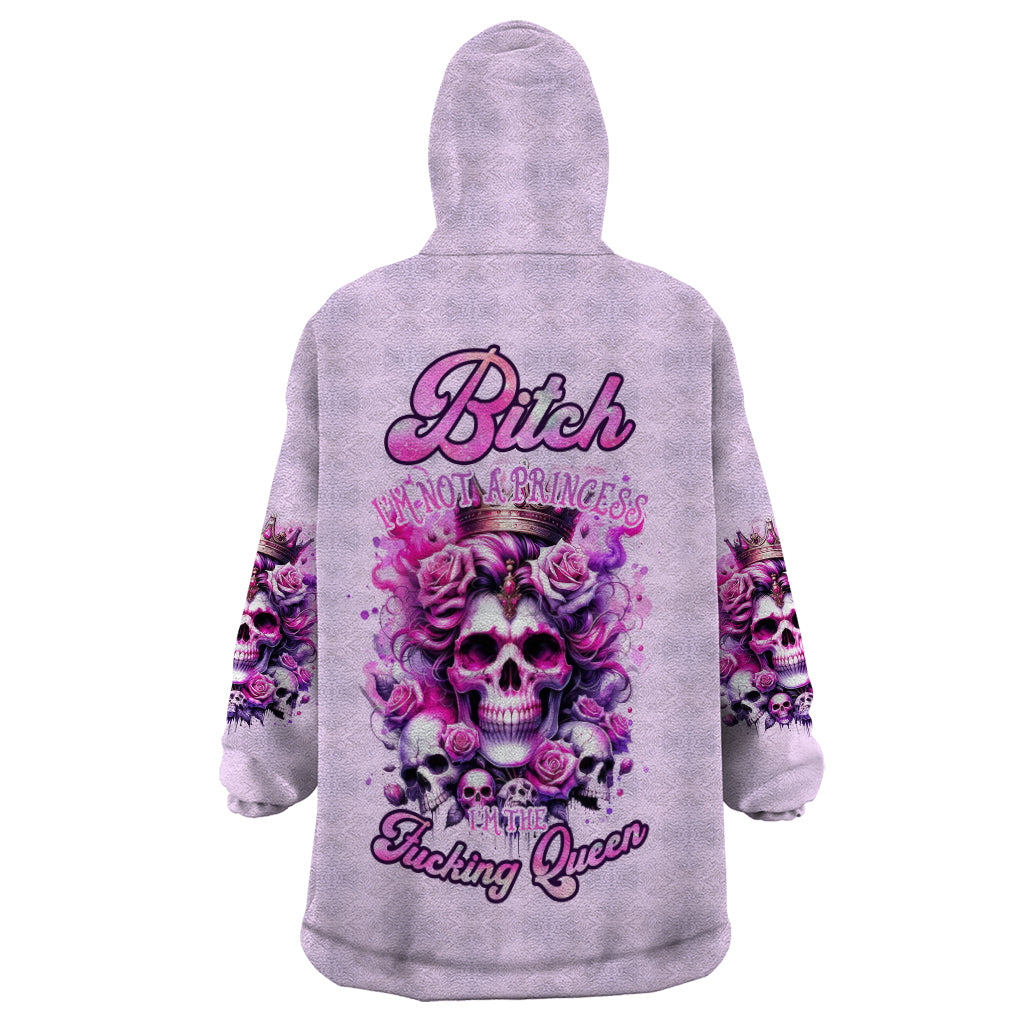Rose Skull Wearable Blanket Hoodie Bitch I'm The Fucking Queen - Wonder Print Shop