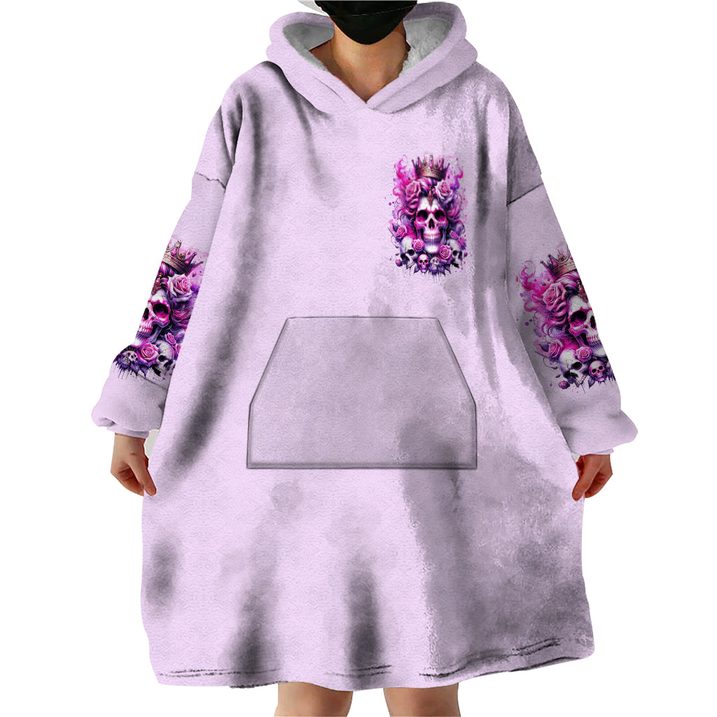 Rose Skull Wearable Blanket Hoodie Bitch I'm The Fucking Queen - Wonder Print Shop