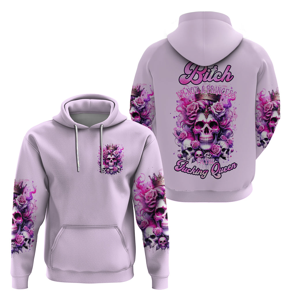 Rose Skull Zip Hoodie Bitch I'm The Fucking Queen - Wonder Print Shop