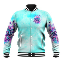 Flower Skull Angel Baseball Jacket Stuck Between IDK IDC and IDGAF - Wonder Print Shop