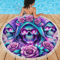 Flower Skull Angel Beach Blanket Stuck Between IDK IDC and IDGAF - Wonder Print Shop