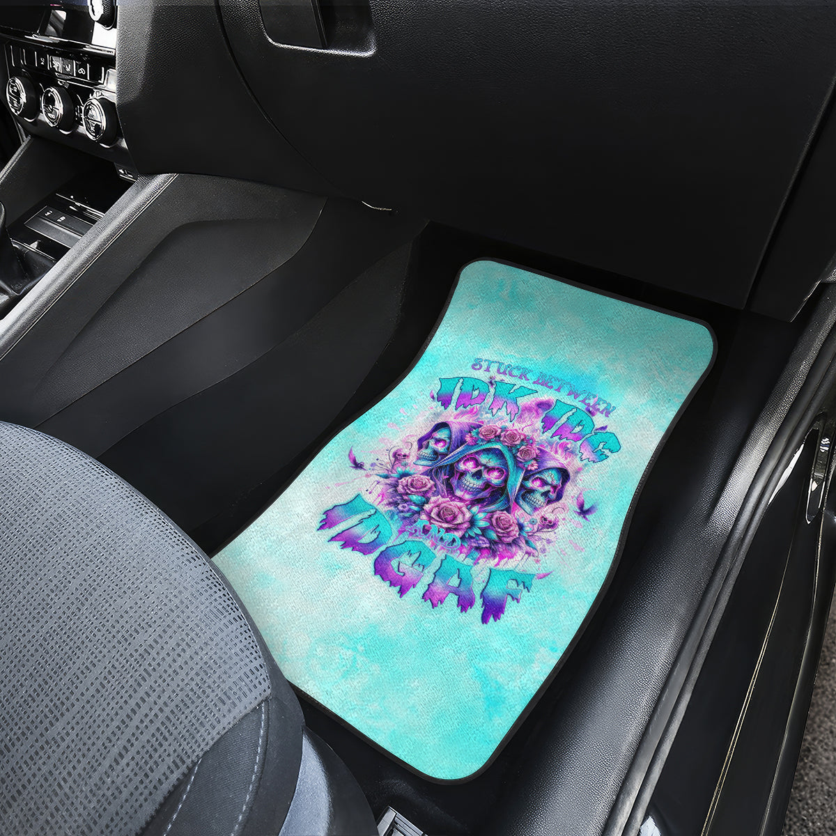 Flower Skull Angel Car Mats Stuck Between IDK IDC and IDGAF - Wonder Print Shop