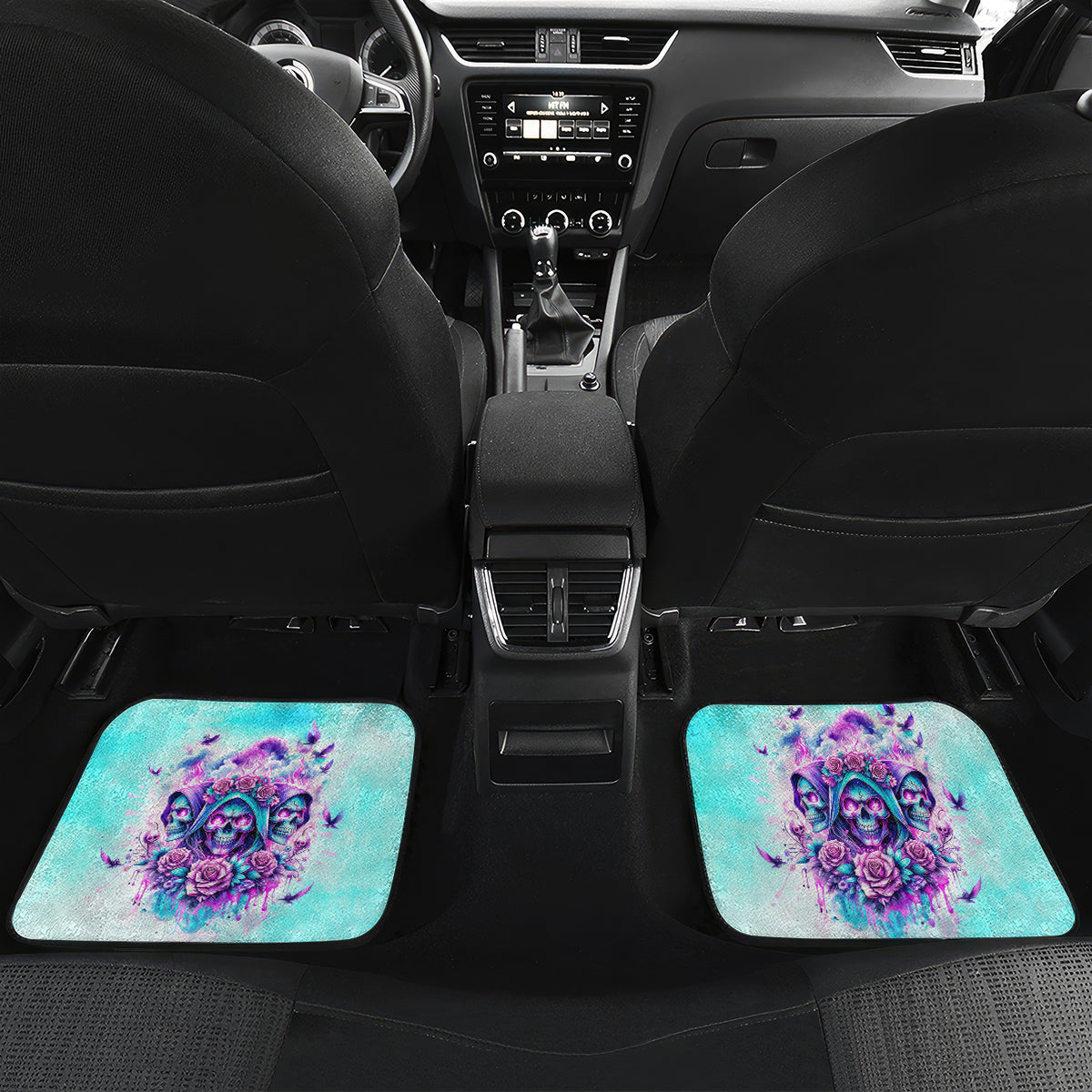 Flower Skull Angel Car Mats Stuck Between IDK IDC and IDGAF - Wonder Print Shop