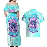 Flower Skull Angel Couples Matching Off Shoulder Maxi Dress and Hawaiian Shirt Stuck Between IDK IDC and IDGAF - Wonder Print Shop