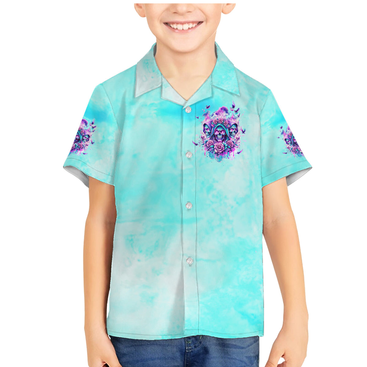 Flower Skull Angel Family Matching Mermaid Dress and Hawaiian Shirt Stuck Between IDK IDC and IDGAF - Wonder Print Shop