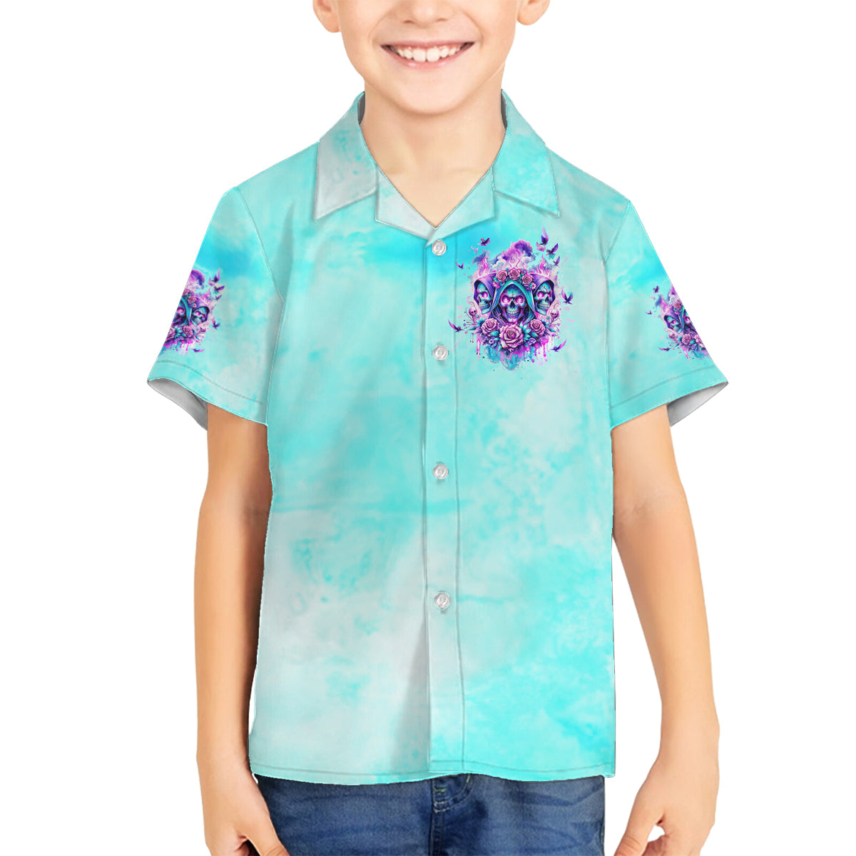 Flower Skull Angel Family Matching Off Shoulder Maxi Dress and Hawaiian Shirt Stuck Between IDK IDC and IDGAF - Wonder Print Shop