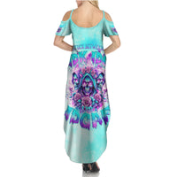 Flower Skull Angel Family Matching Summer Maxi Dress and Hawaiian Shirt Stuck Between IDK IDC and IDGAF - Wonder Print Shop