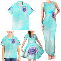 Flower Skull Angel Family Matching Tank Maxi Dress and Hawaiian Shirt Stuck Between IDK IDC and IDGAF - Wonder Print Shop