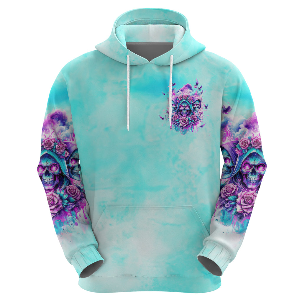 Flower Skull Angel Hoodie Stuck Between IDK IDC and IDGAF - Wonder Print Shop