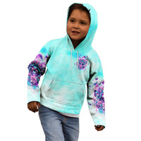 Flower Skull Angel Kid Hoodie Stuck Between IDK IDC and IDGAF - Wonder Print Shop