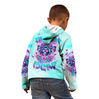 Flower Skull Angel Kid Hoodie Stuck Between IDK IDC and IDGAF - Wonder Print Shop