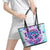 Flower Skull Angel Leather Tote Bag Stuck Between IDK IDC and IDGAF - Wonder Print Shop