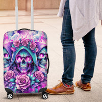 Flower Skull Angel Luggage Cover Stuck Between IDK IDC and IDGAF - Wonder Print Shop