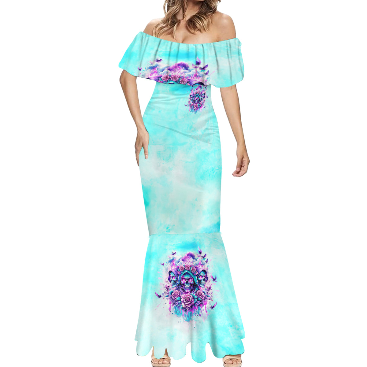 Flower Skull Angel Mermaid Dress Stuck Between IDK IDC and IDGAF - Wonder Print Shop