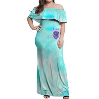 Flower Skull Angel Off Shoulder Maxi Dress Stuck Between IDK IDC and IDGAF - Wonder Print Shop