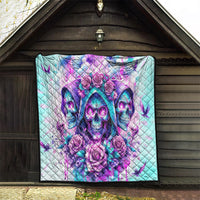 Flower Skull Angel Quilt Stuck Between IDK IDC and IDGAF - Wonder Print Shop
