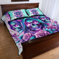 Flower Skull Angel Quilt Bed Set Stuck Between IDK IDC and IDGAF - Wonder Print Shop
