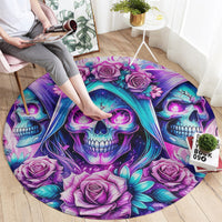Flower Skull Angel Round Carpet Stuck Between IDK IDC and IDGAF