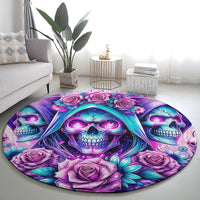 Flower Skull Angel Round Carpet Stuck Between IDK IDC and IDGAF