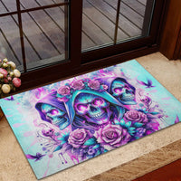 Flower Skull Angel Rubber Doormat Stuck Between IDK IDC and IDGAF - Wonder Print Shop