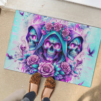 Flower Skull Angel Rubber Doormat Stuck Between IDK IDC and IDGAF - Wonder Print Shop