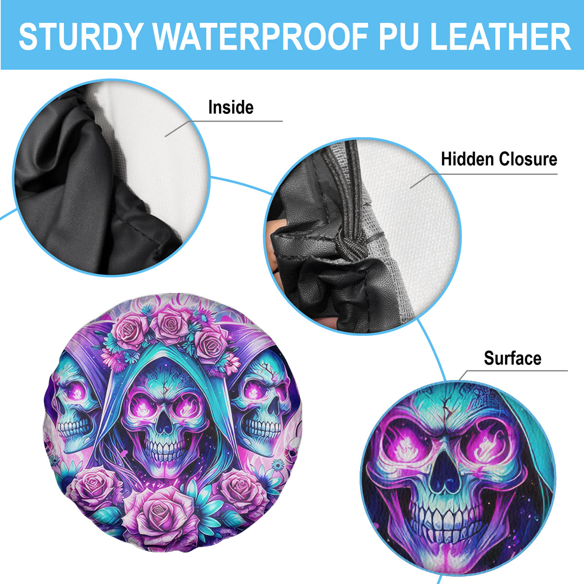 Flower Skull Angel Spare Tire Cover Stuck Between IDK IDC and IDGAF - Wonder Print Shop