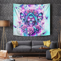 Flower Skull Angel Tapestry Stuck Between IDK IDC and IDGAF - Wonder Print Shop