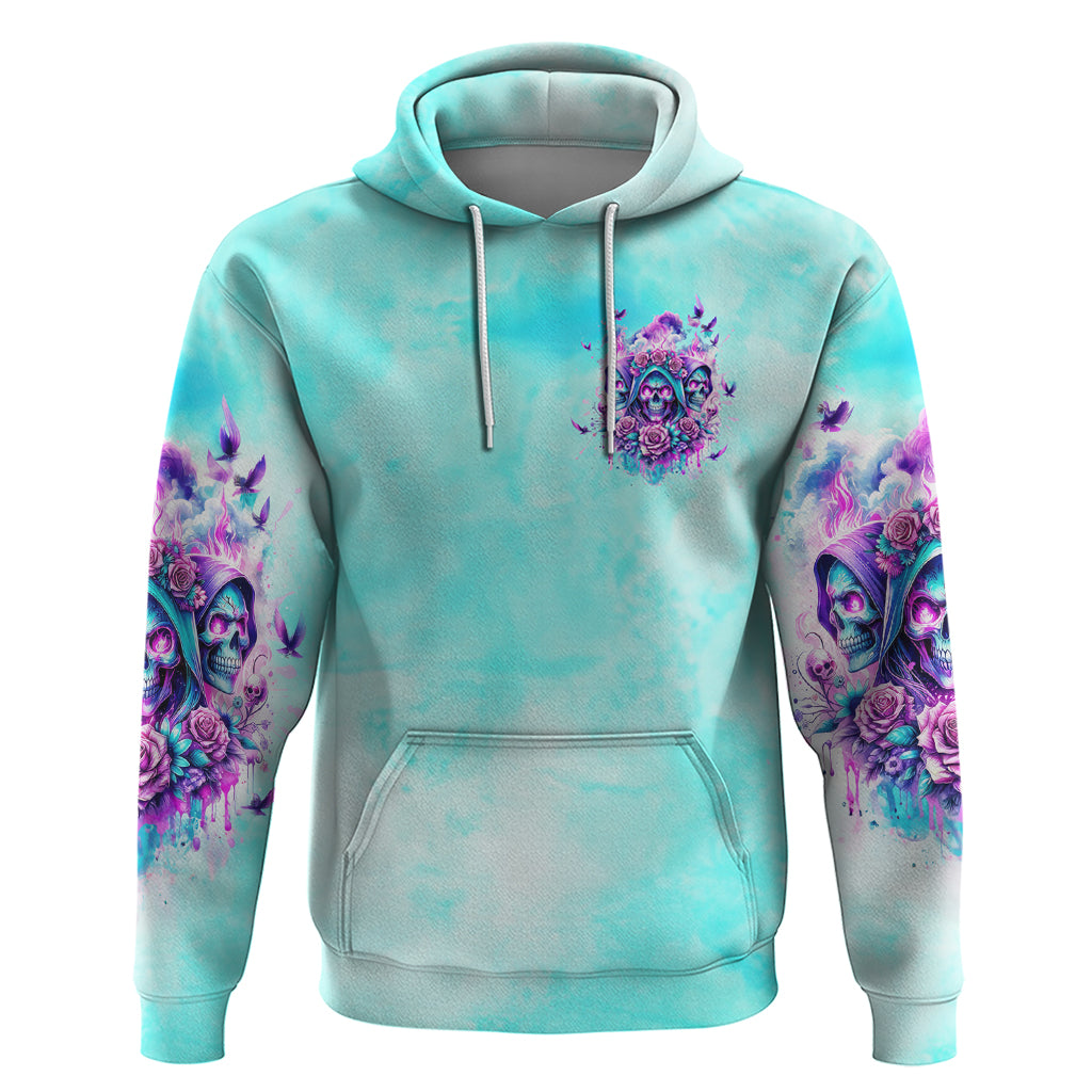 Flower Skull Angel Zip Hoodie Stuck Between IDK IDC and IDGAF - Wonder Print Shop
