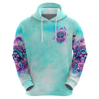 Flower Skull Angel Zip Hoodie Stuck Between IDK IDC and IDGAF - Wonder Print Shop