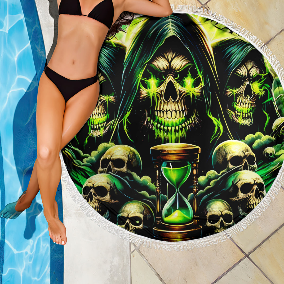 Flame Skull Beach Blanket I Have 3 Sides Quite Sweet Funny Crazy - Wonder Print Shop