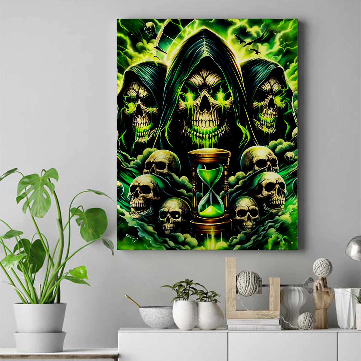 Flame Skull Canvas Wall Art I Have 3 Sides Quite Sweet Funny Crazy - Wonder Print Shop
