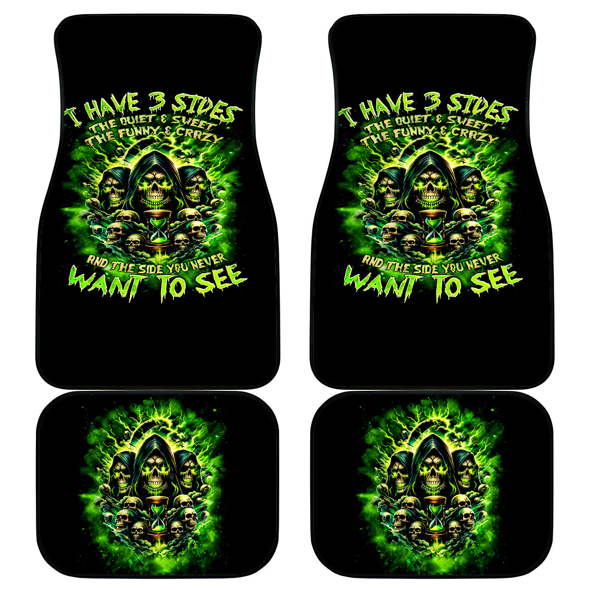 Flame Skull Car Mats I Have 3 Sides Quite Sweet Funny Crazy - Wonder Print Shop