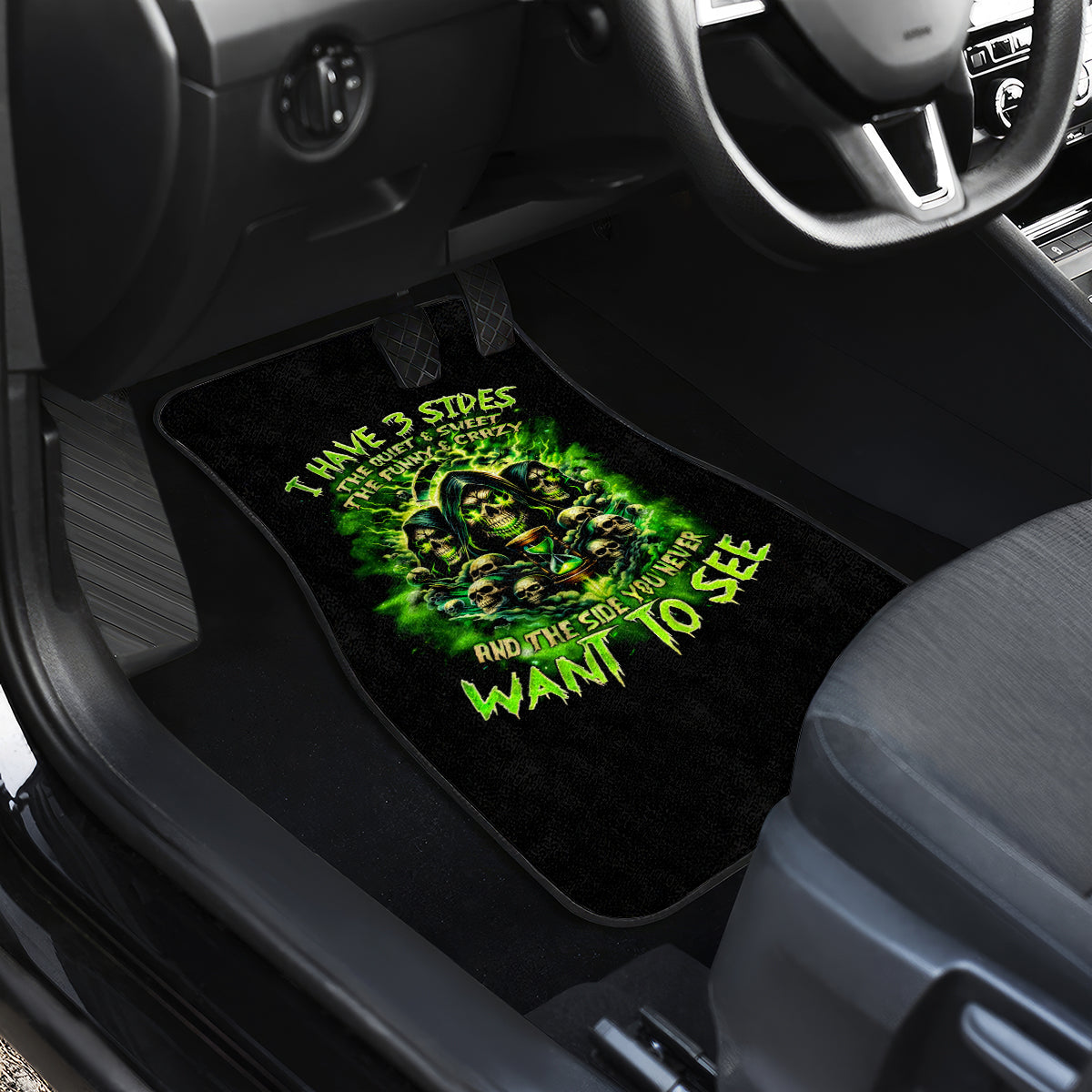 Flame Skull Car Mats I Have 3 Sides Quite Sweet Funny Crazy - Wonder Print Shop