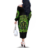 Flame Skull Family Matching Off Shoulder Long Sleeve Dress and Hawaiian Shirt I Have 3 Sides Quite Sweet Funny Crazy - Wonder Print Shop