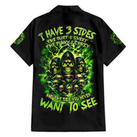 Flame Skull Hawaiian Shirt I Have 3 Sides Quite Sweet Funny Crazy - Wonder Print Shop