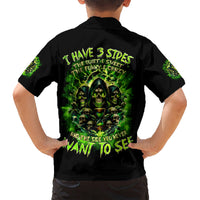 Flame Skull Hawaiian Shirt I Have 3 Sides Quite Sweet Funny Crazy - Wonder Print Shop
