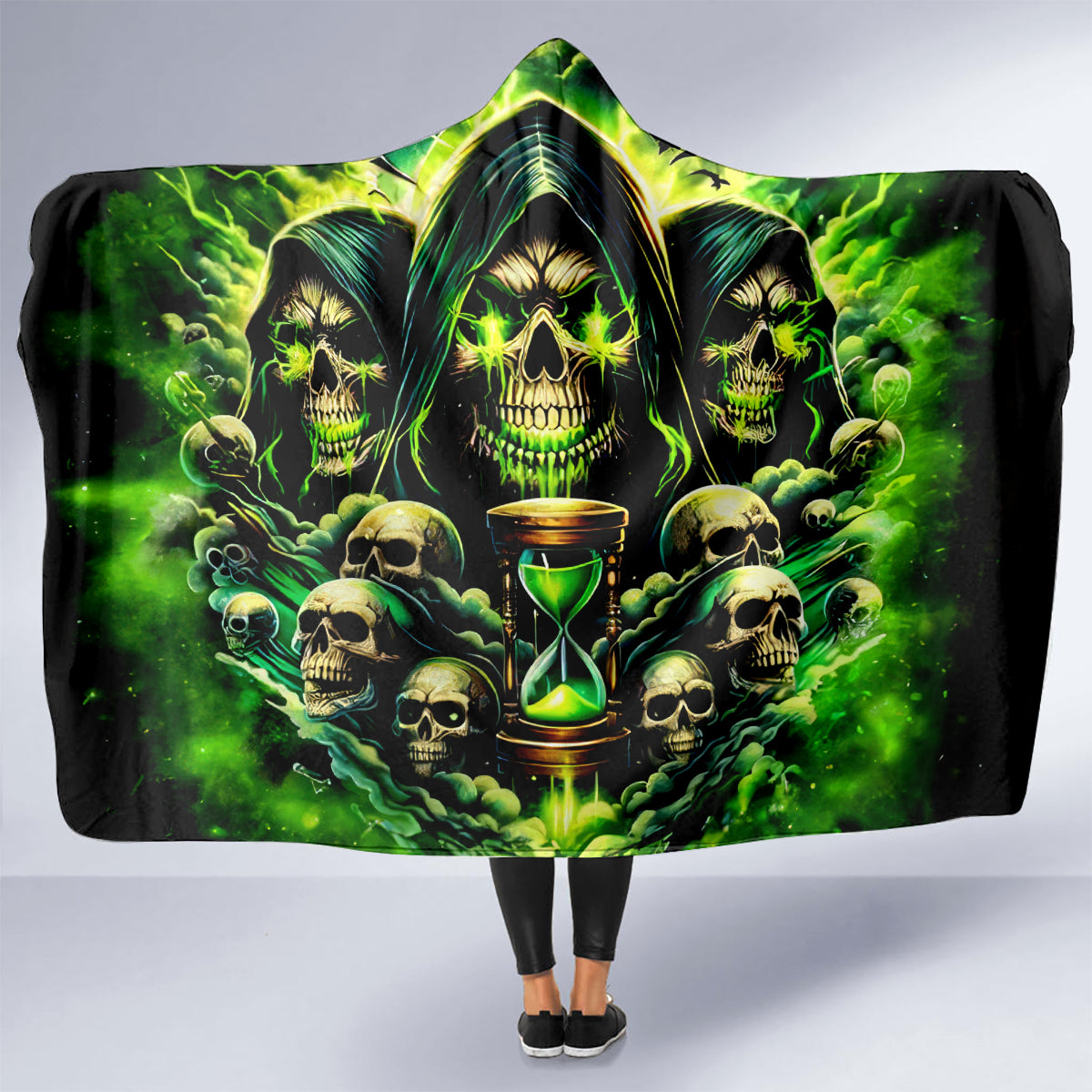 Flame Skull Hooded Blanket I Have 3 Sides Quite Sweet Funny Crazy