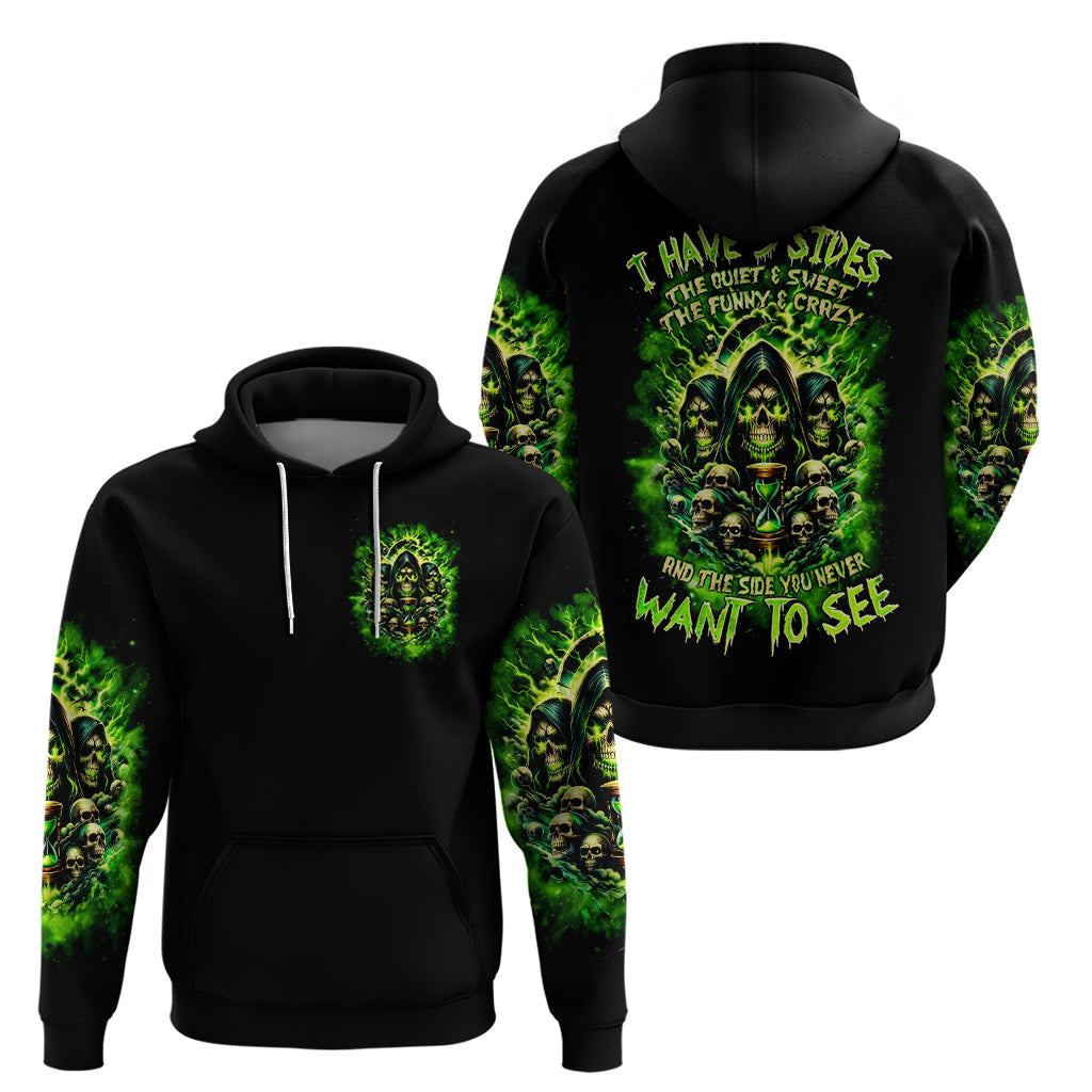 Flame Skull Hoodie I Have 3 Sides Quite Sweet Funny Crazy - Wonder Print Shop