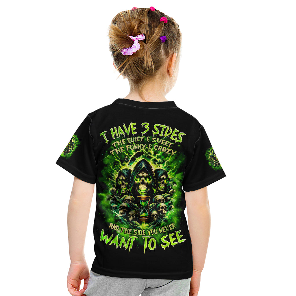 Flame Skull Kid T Shirt I Have 3 Sides Quite Sweet Funny Crazy - Wonder Print Shop