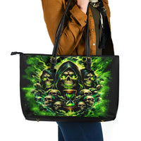 Flame Skull Leather Tote Bag I Have 3 Sides Quite Sweet Funny Crazy - Wonder Print Shop