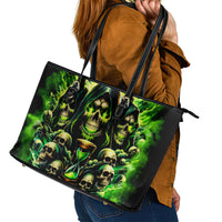 Flame Skull Leather Tote Bag I Have 3 Sides Quite Sweet Funny Crazy - Wonder Print Shop