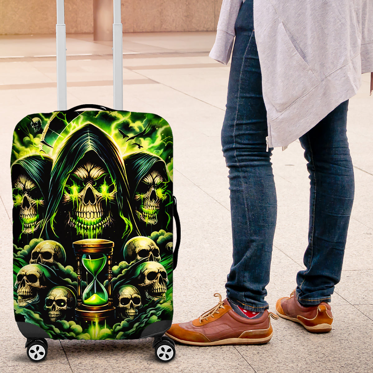 Flame Skull Luggage Cover I Have 3 Sides Quite Sweet Funny Crazy - Wonder Print Shop
