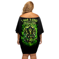 Flame Skull Off Shoulder Short Dress I Have 3 Sides Quite Sweet Funny Crazy - Wonder Print Shop